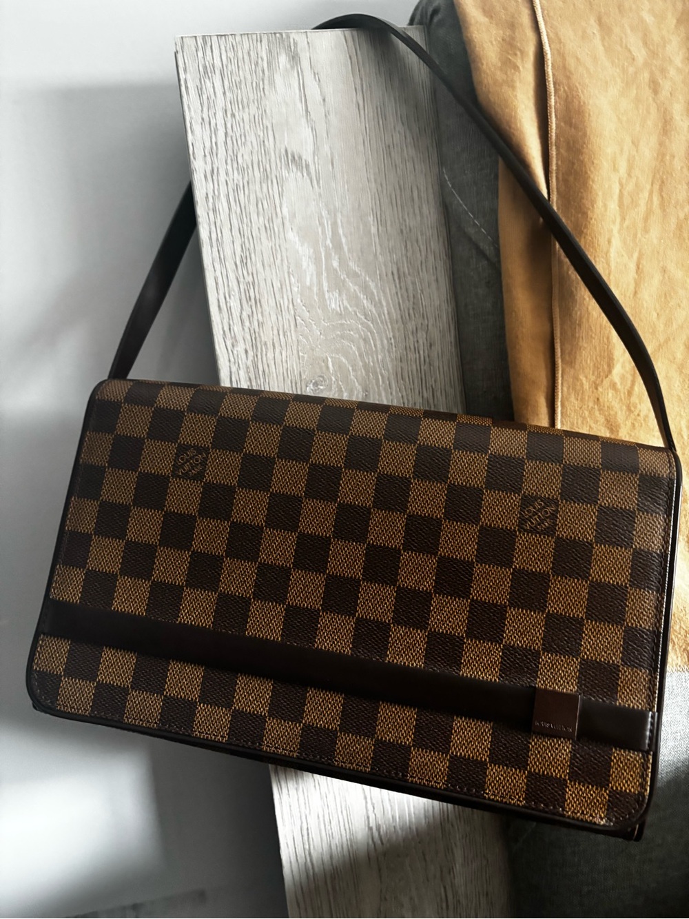 Louis Vuitton Damier Ebene Tribeca Shoulder Bag -Rank A
